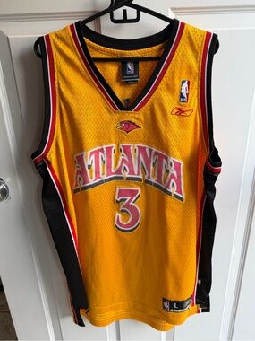 Reebok Yellow and Black Atlanta #3 Basketball Jersey